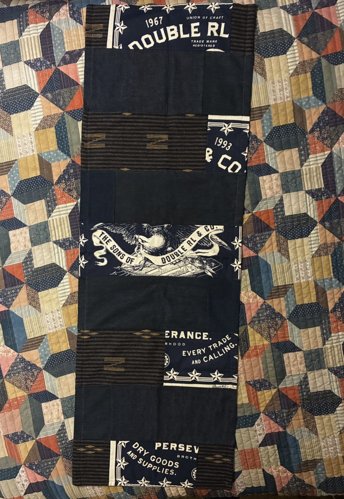RRL Ralph Lauren CUSTOM RRL/RL PATCHWORK SCARF (100% UPCYCLED RRL FABRICS) Size ONE SIZE - 4 Thumbnail