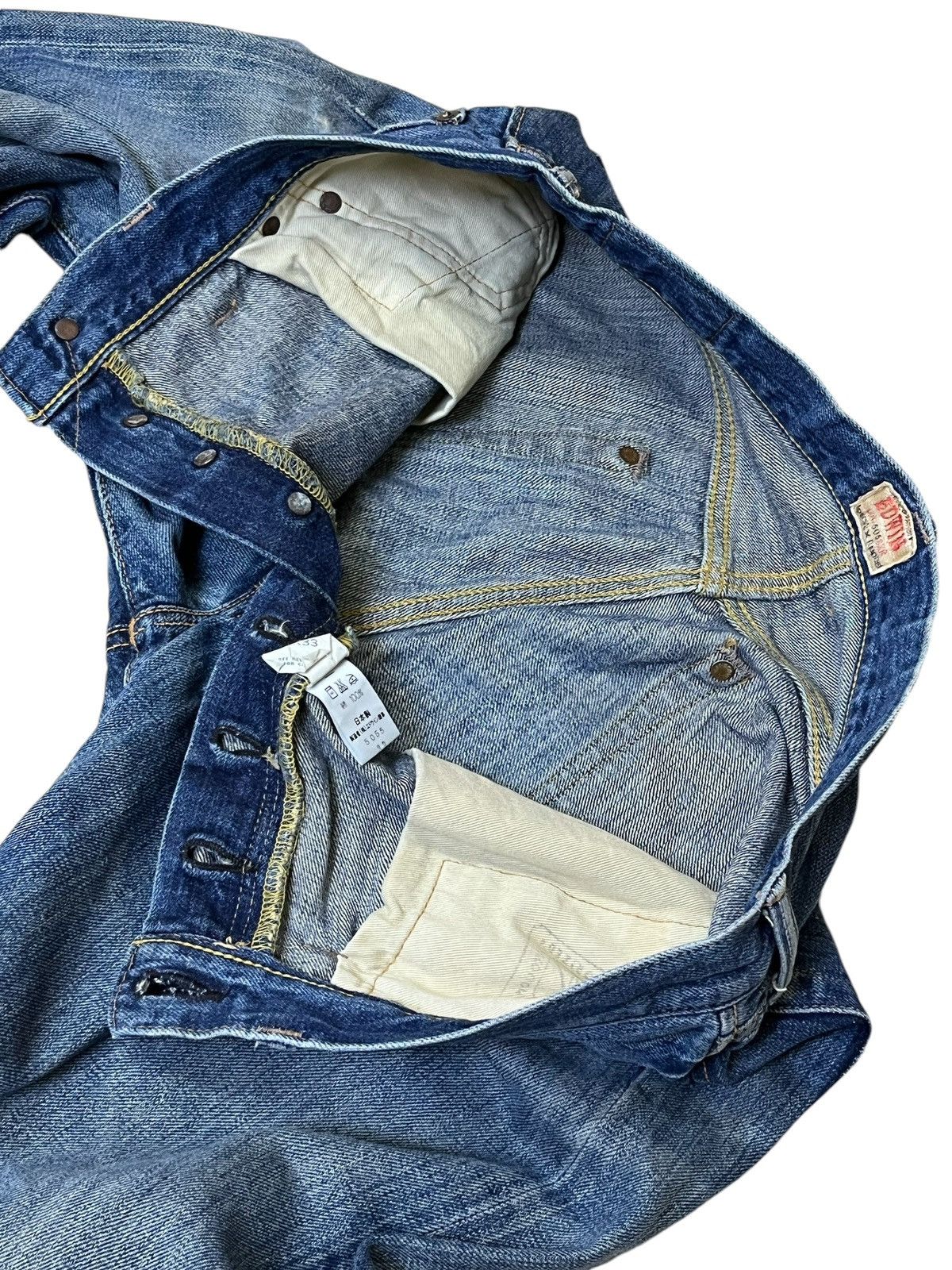 Edwin VINTAGE EDWIN 505SX-R DISTRESSED REDLINE SELVEDGE JEANS Size US 33 - 9 Thumbnail