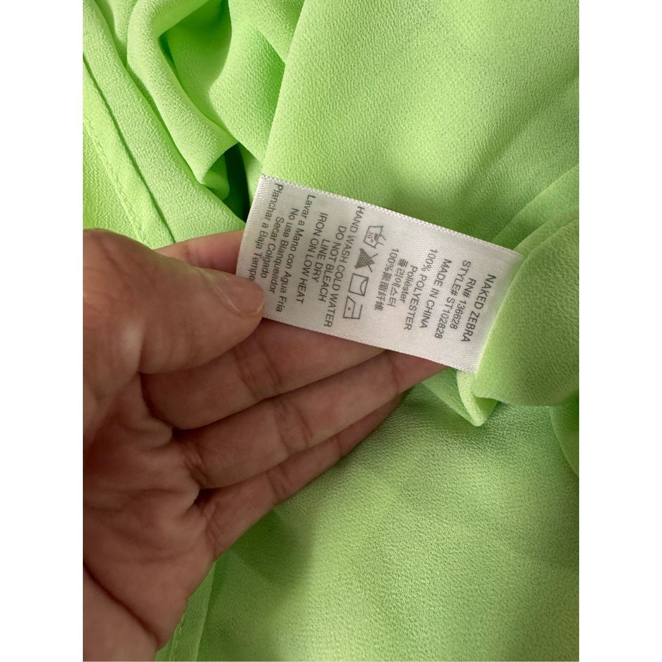 Other Naked Zebra Lime Green Sleeveless V-Neck Blouse Women’s Larg Size L / US 10 / IT 46 - 5 Thumbnail