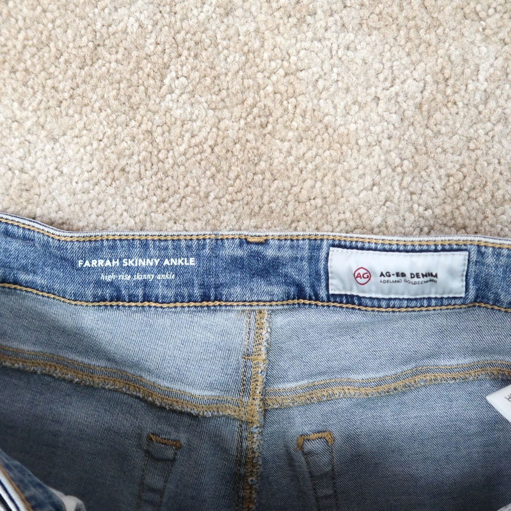 Vintage AG Adriano Goldschmied Farrah High Skinny Jeans Womens 33 Blue Denim Stretch Slim Fit 5-Pocket Size 24" / US 00 / IT 34 - 3 Thumbnail