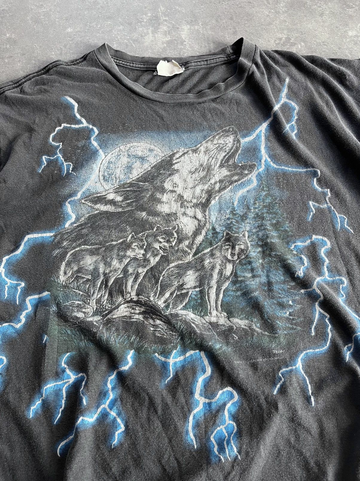 Vintage USA American Thunder Vintage AOP Wolves Pack Tee M L Size US L / EU 52-54 / 3 - 4 Thumbnail