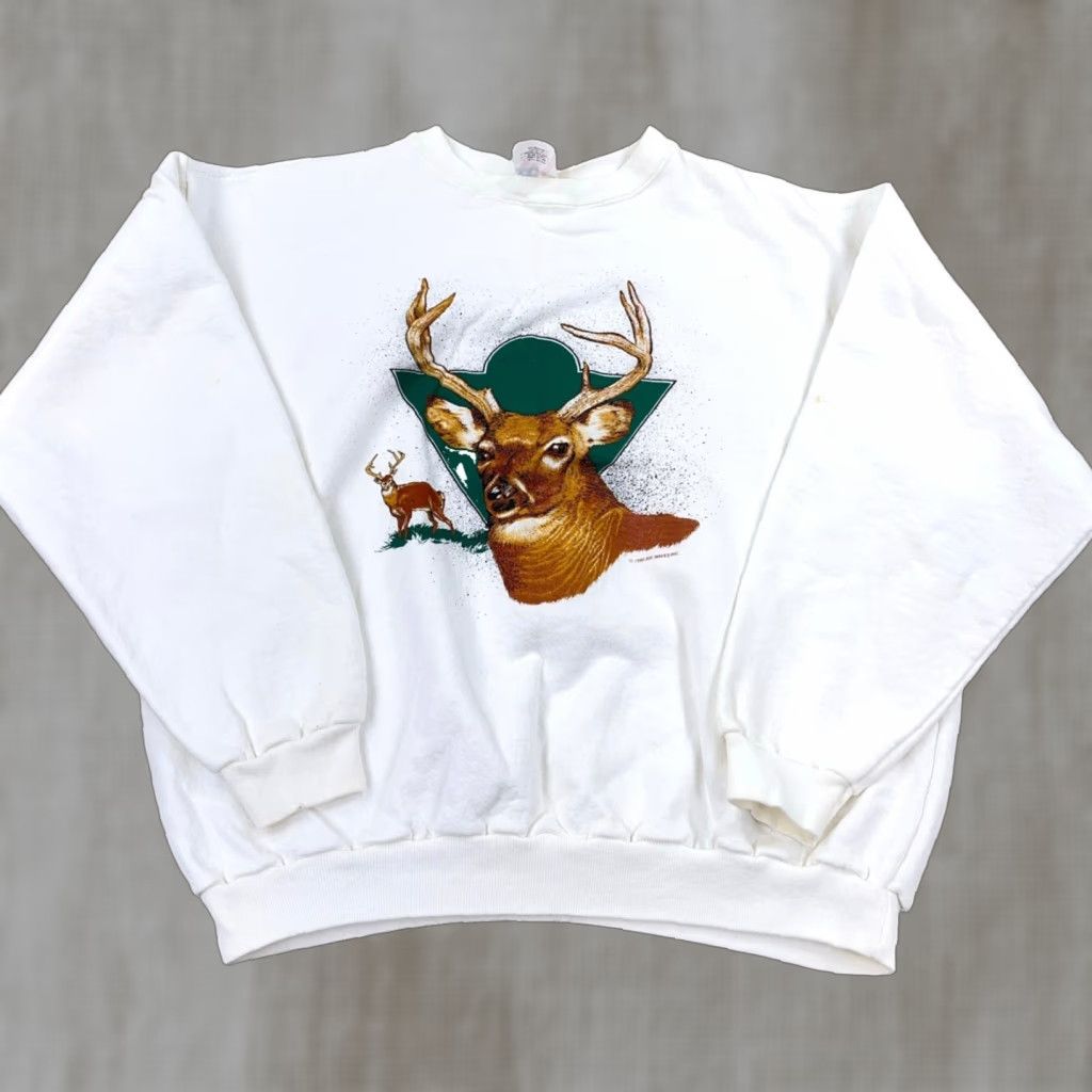 ESPIRIT VINTAGE Spirit Sweatshirt Shirt Men XL White Graphic Print 80s 90s Deer Hunting USA Size US XL / EU 56 / 4 - 1 Thumbnail