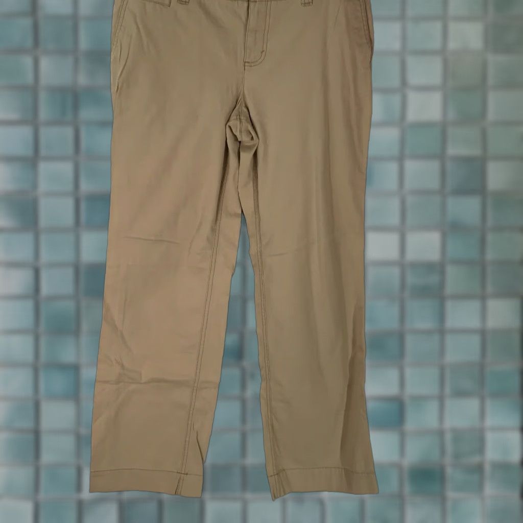 Eddie Bauer Eddie Bauer Pants Women's Flat Front Straight Leg Beige Size 6 Regular 31in Inseam Casual Workwear 97% Cotton 3% Spandex Mens/Womens Size 28" / US 6 / IT 42 - 1 Thumbnail