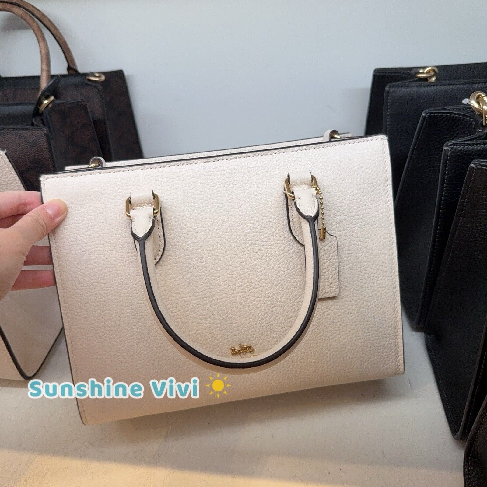 NWT Coach Maggie Small Tote Bag CY668 Pebbled Leather Chalk