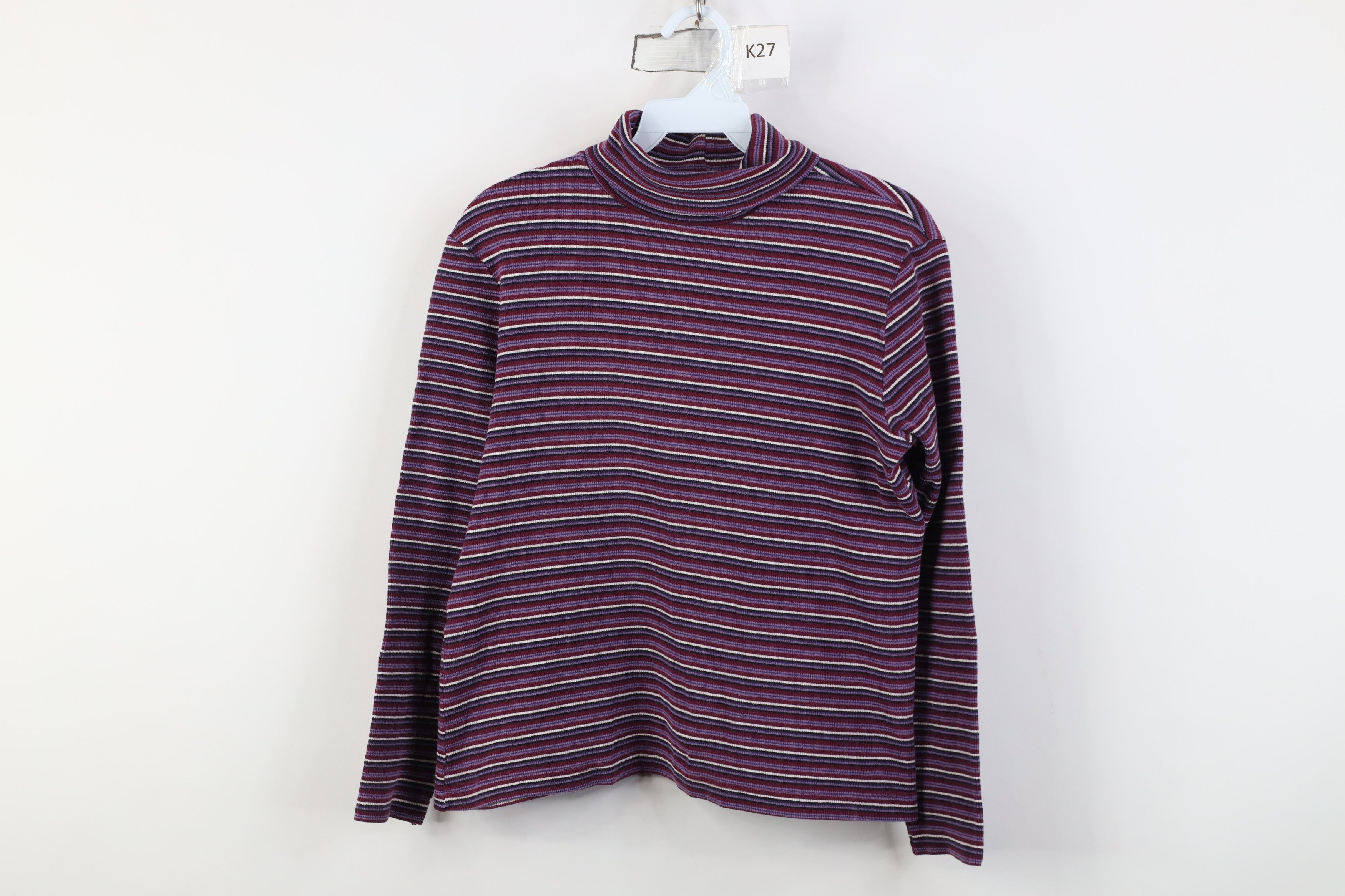 Vintage Vintage 90s Streetwear Cropped Striped Turtleneck T-Shirt Size S / US 4 / IT 40 - 1 Thumbnail