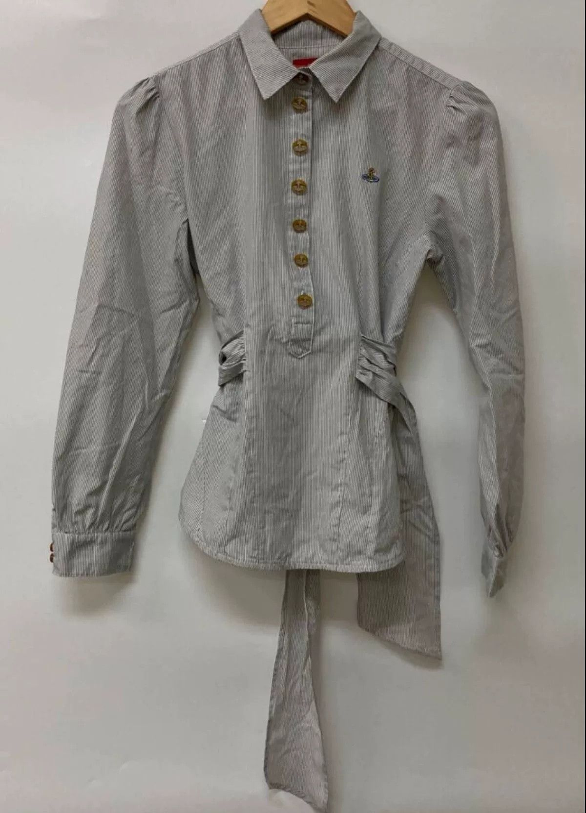 Vivienne Westwood Vivienne Westwood Gray Striped Long Sleeve Shirt Size M / US 6-8 / IT 42-44 - 1 Thumbnail