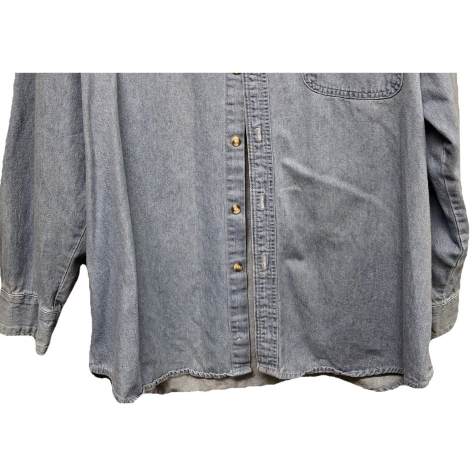 Denime VINTAGE Texas Longhorns Denim Button Down Shirt Mens L Blue 90s Solare Sport Button-Up Embroidered Longhorn Country 1990s Size US L / EU 52-54 / 3 - 3 Thumbnail