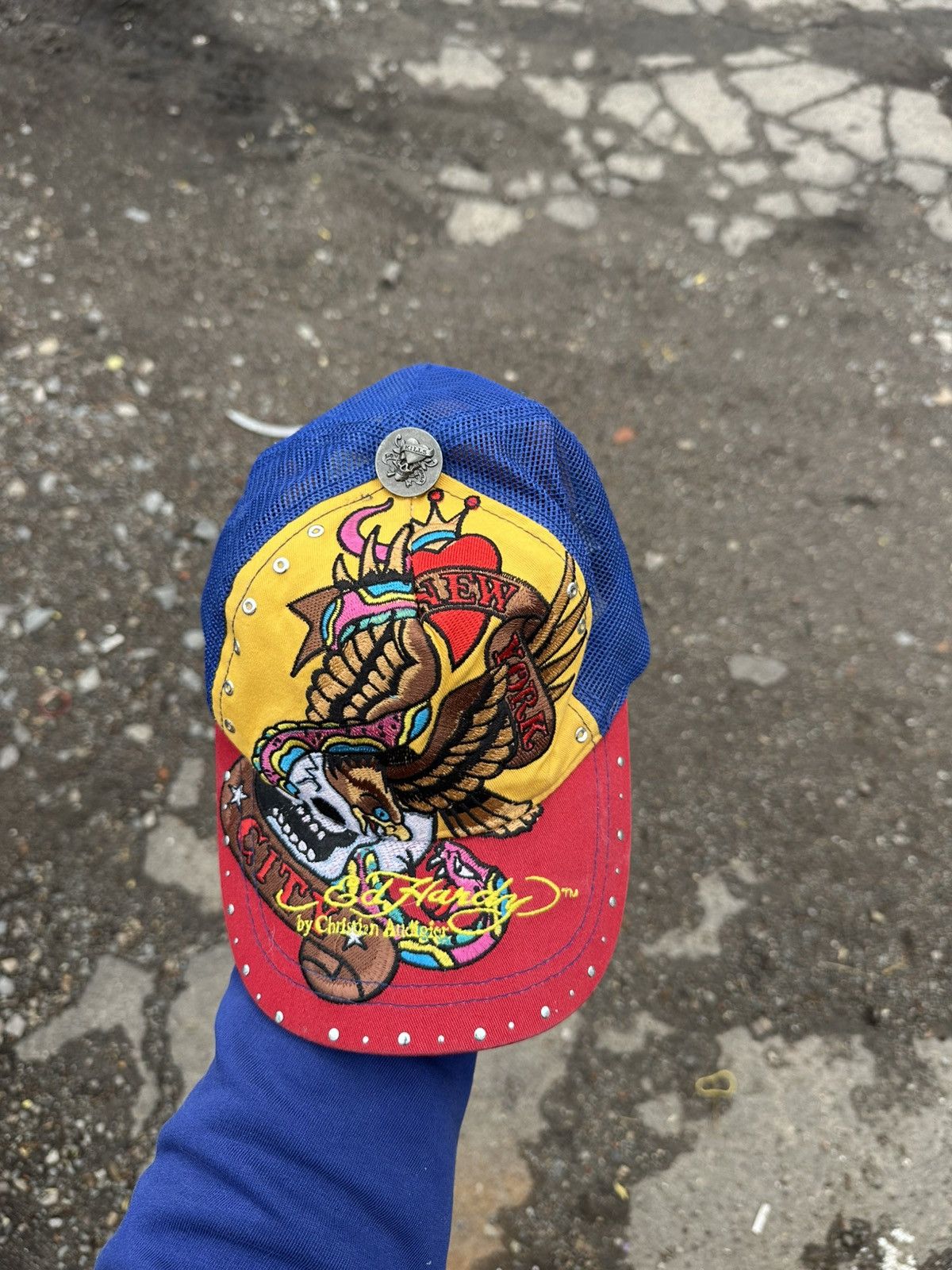 Ed Hardy Vintage Ed Hardy Cap Rhinestones Japan Y2K Effected Style Size ONE SIZE - 6 Thumbnail
