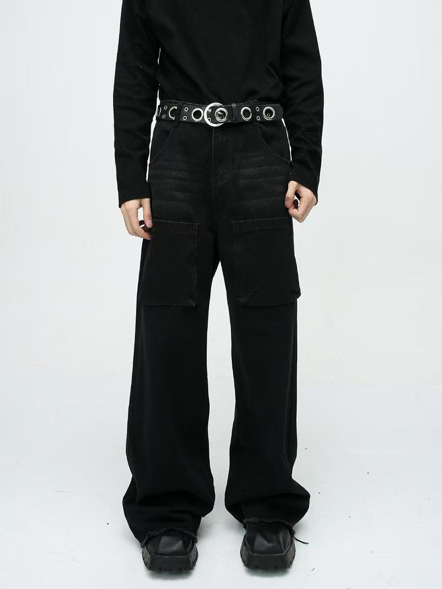 Japanese Brand × Jean Loose Straight Leg Wide Leg Raw Edge Jeans Size US 33 - 5 Thumbnail