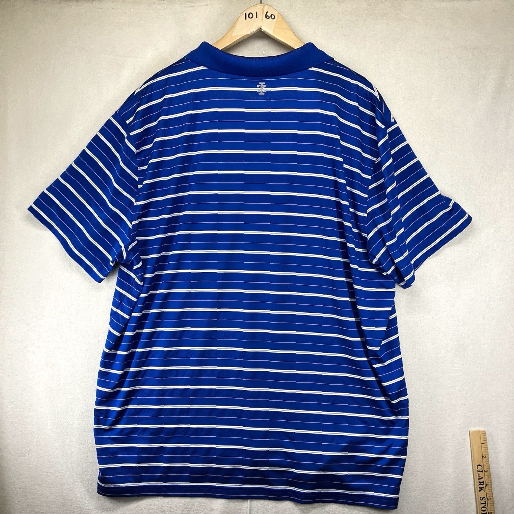 Izod IZOD Golf Polo Shirt 2XL Short Sleeve Striped Stretch Blue Mens Size US XXL / EU 58 / 5 - 2 Thumbnail