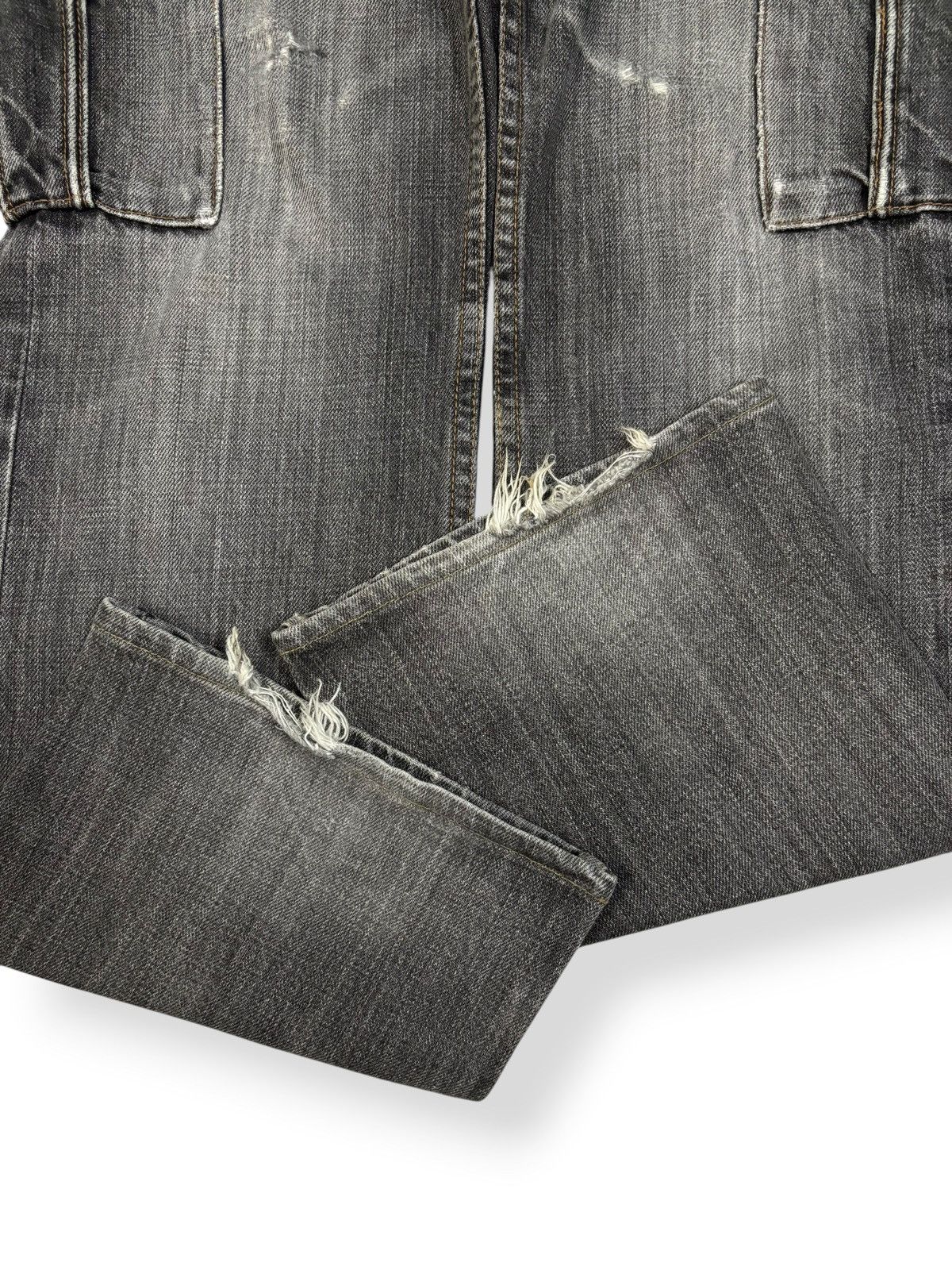 Le Grande Bleu (L.G.B.) Japanese Brand Black Faded Bootcut Distressed Cargo Jeans Size US 31 - 10 Thumbnail