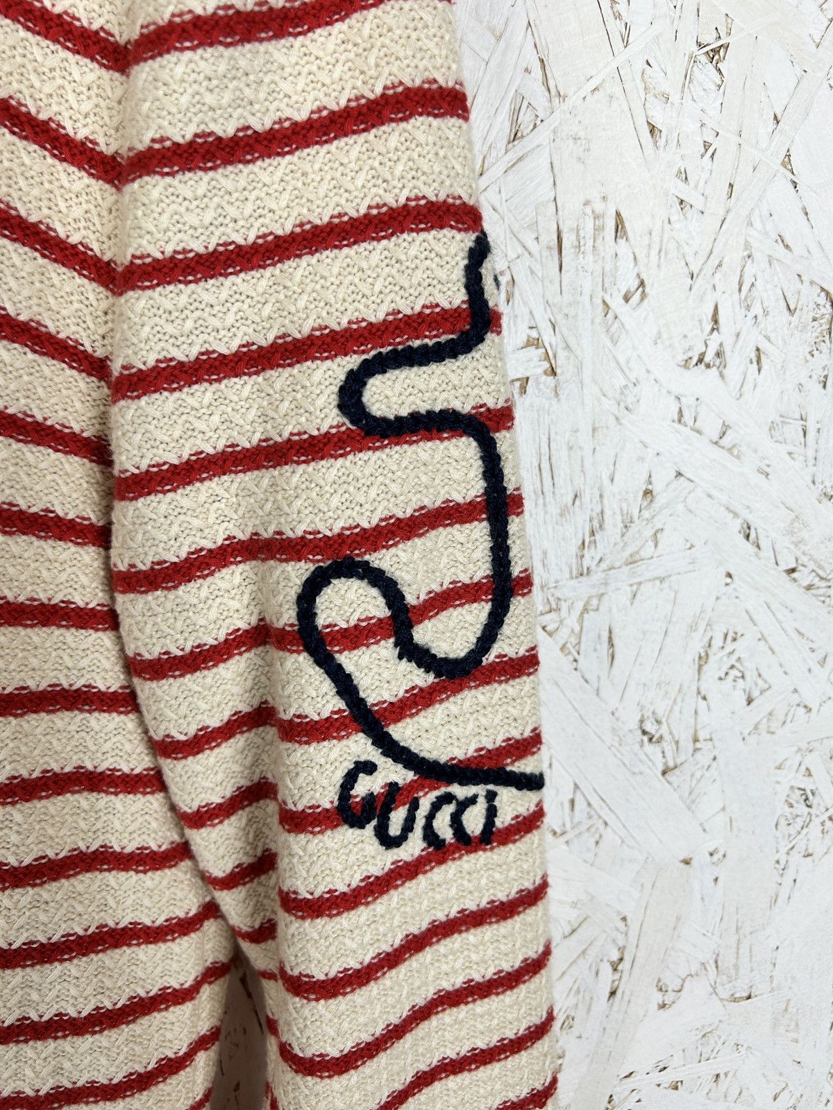 Gucci Gucci Embroidered Anchor Cotton Cashmere Striped Sweater Size M / US 6-8 / IT 42-44 - 4 Thumbnail