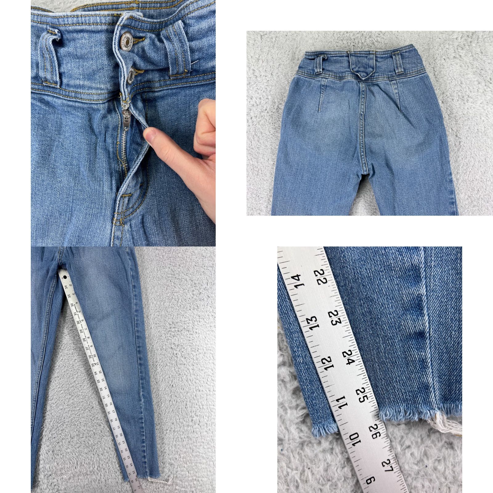 Forever 21 FOREVER 21 Jeans Women's Blue Denim Skinny 25 High Rise Cotton Blend 5-Pocket Stretch Pockets Logo Raw Hem Vintage No Size 42" / US 20 - 8 Thumbnail