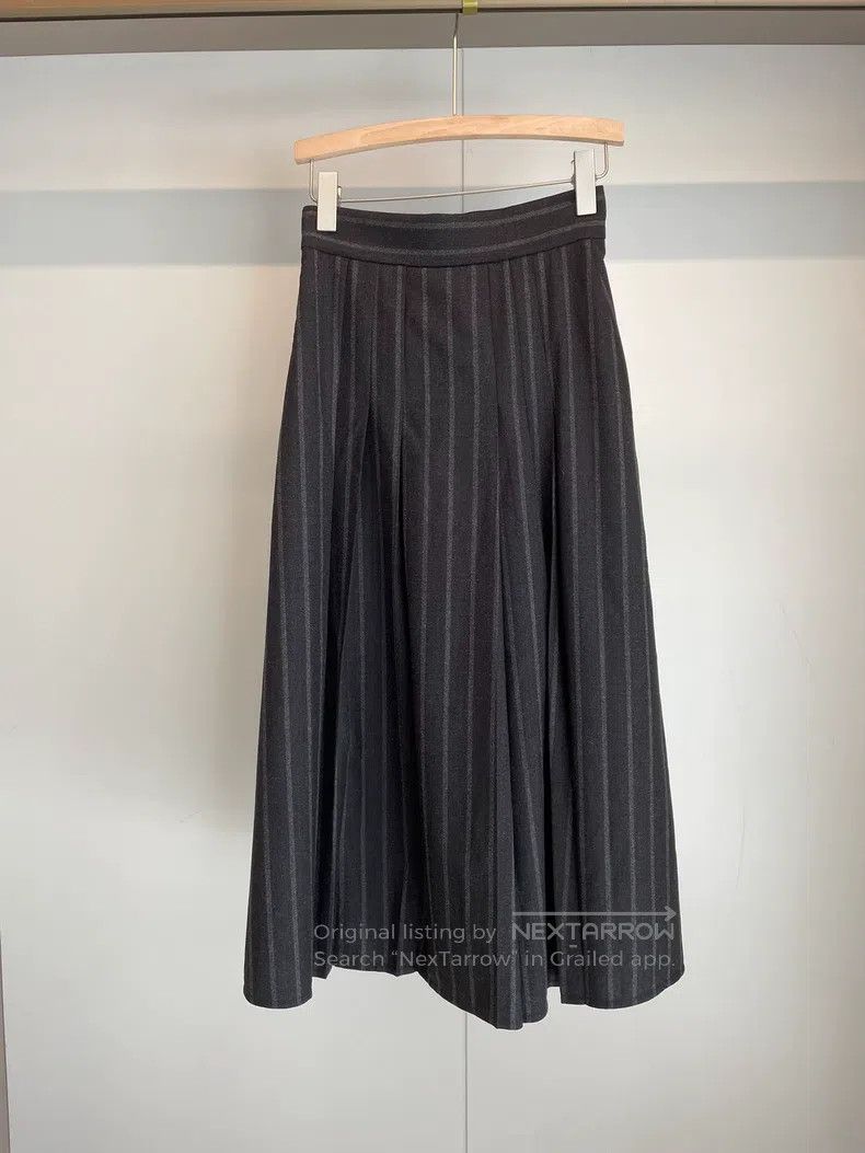 Brunello Cucinelli Brunello Cucinelli Black and Grey Striped New Wool Wide-Le Size 24" / US 00 / IT 34 - 2 Thumbnail