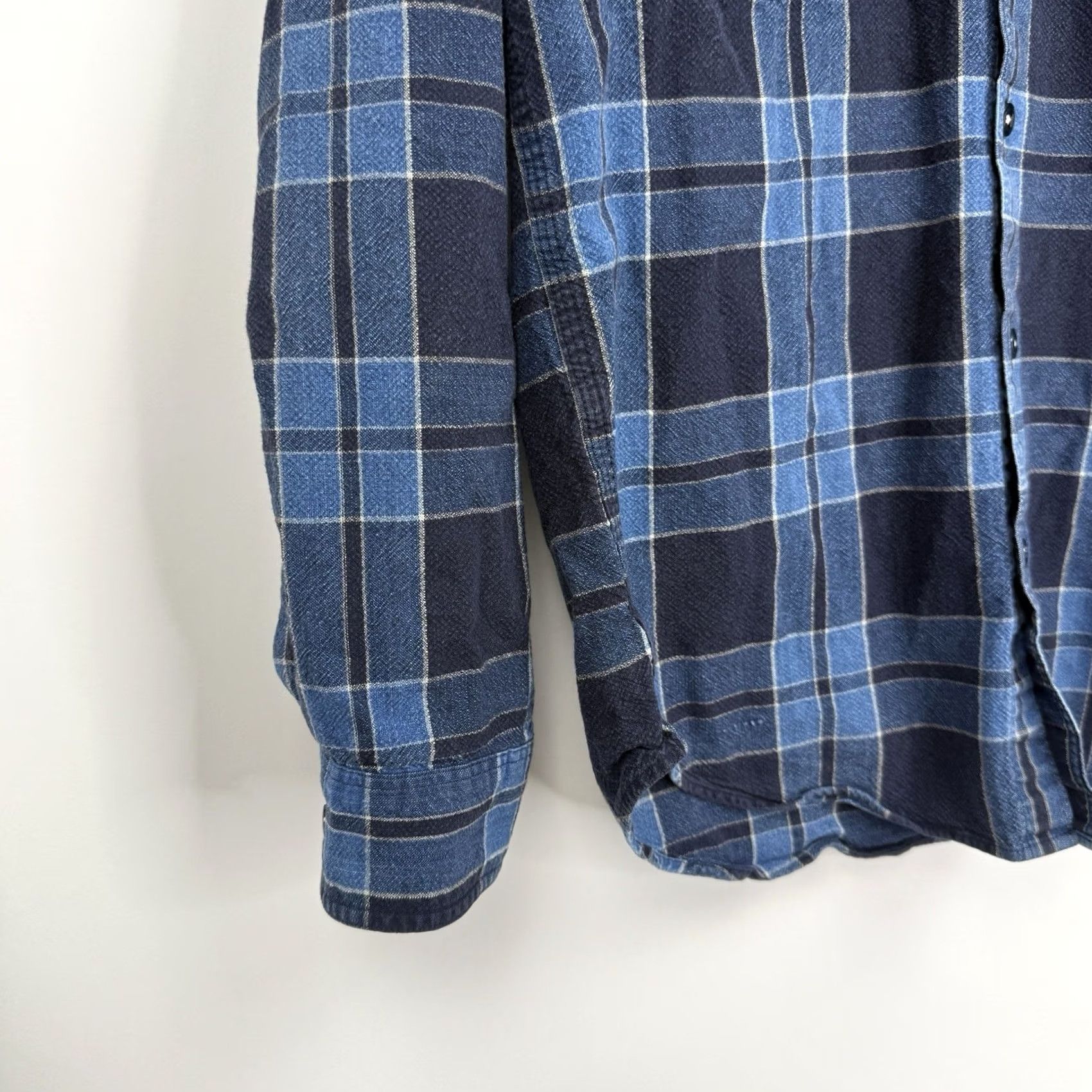 Wallace & Barnes Wallace & Barnes Shirt Mens Mediu Blue Plaid Flannel Button-Up Outdoor Long Sleeve Casual Workwear 42 in Chest Cotton Size US M / EU 48-50 / 2 - 5 Thumbnail