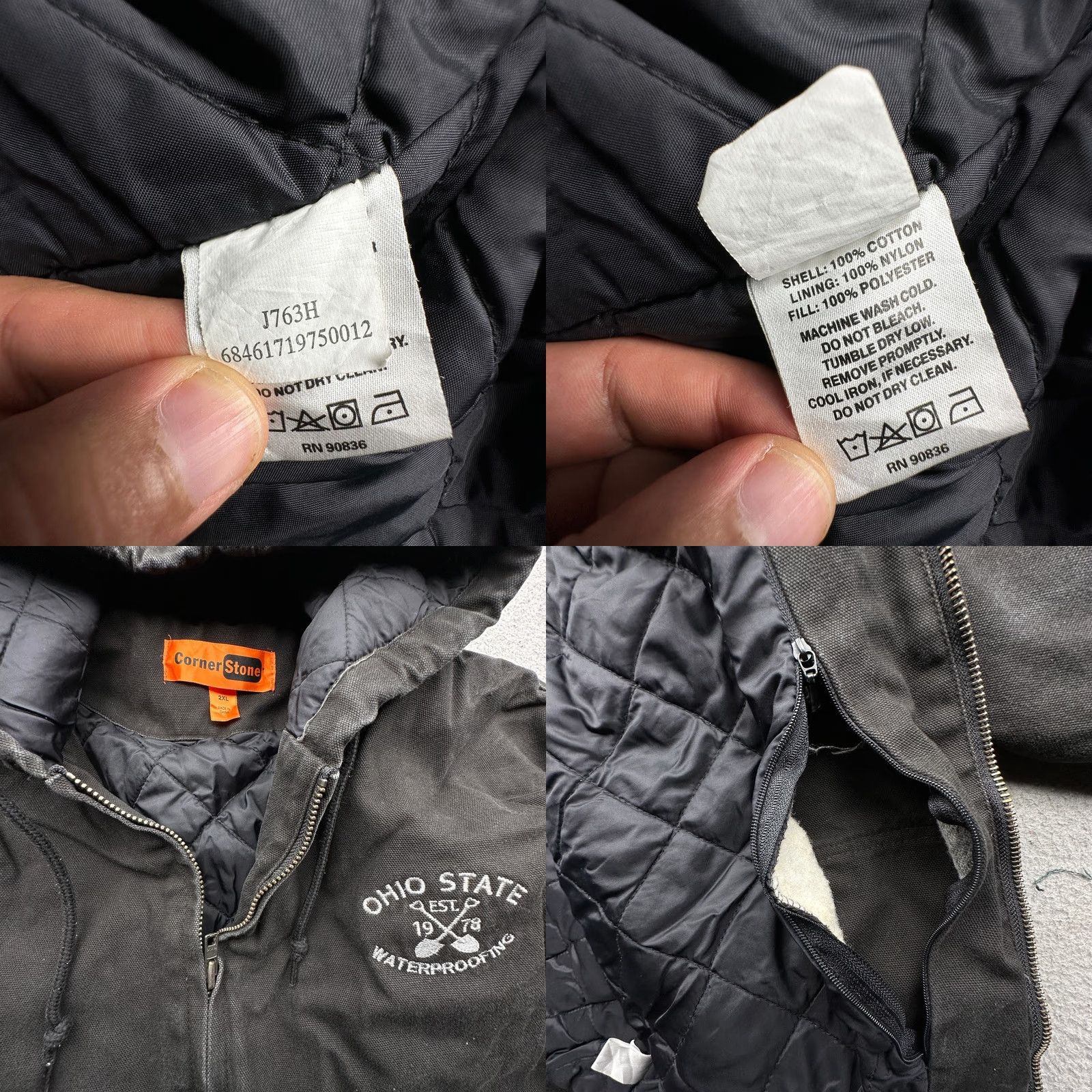 Vintage VINTAGE Corner Stone Duck Canvas Quilt Lined Full Zip Work Jacket Mens 2XL Black Hooded Size US XXL / EU 58 / 5 - 9 Thumbnail