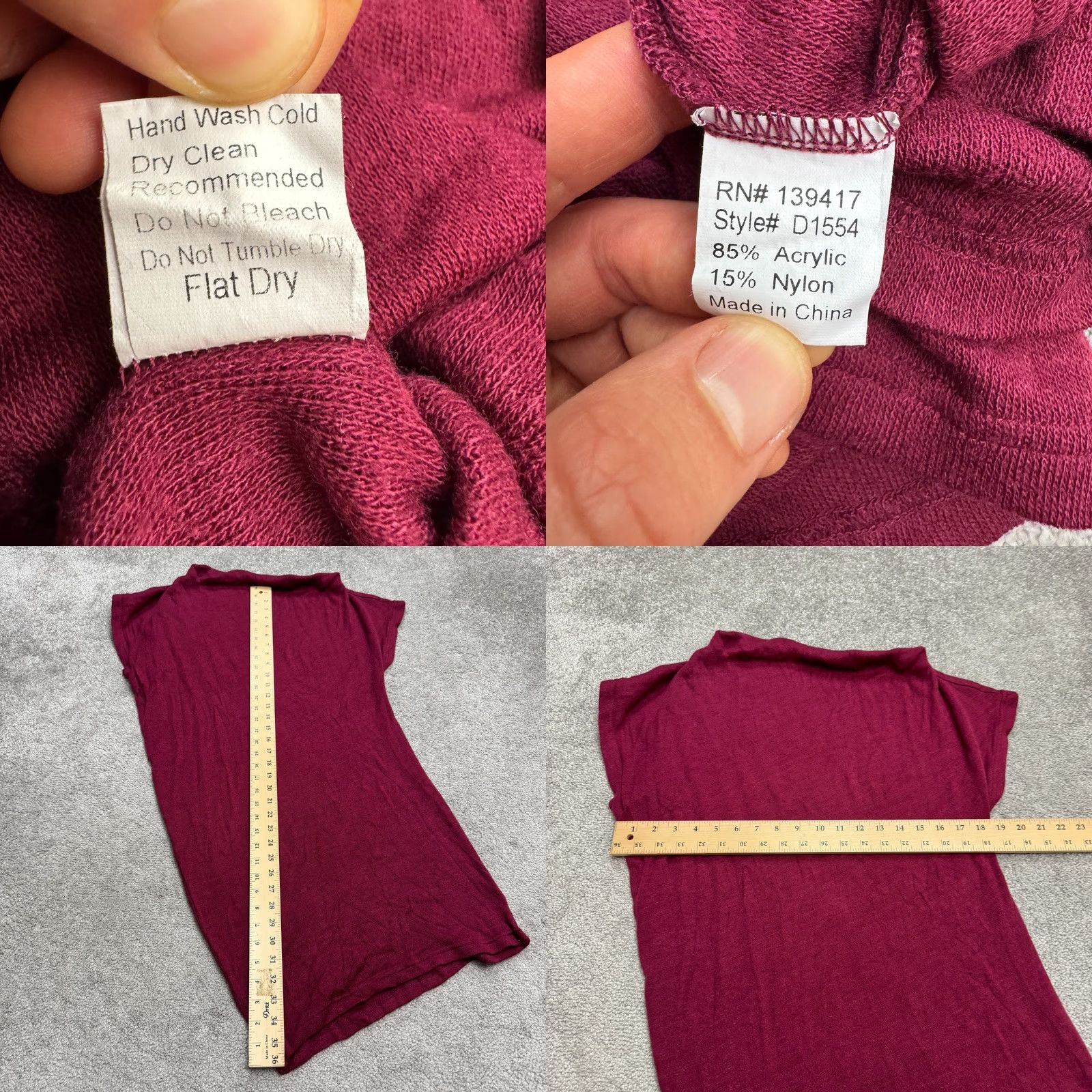 Vintage Piko 1988 Tunic Sweater Top Womens Medium Burgundy Red Short Sleeve Acrylic Knit Shirt Blouse Size M / US 6-8 / IT 42-44 - 8 Thumbnail
