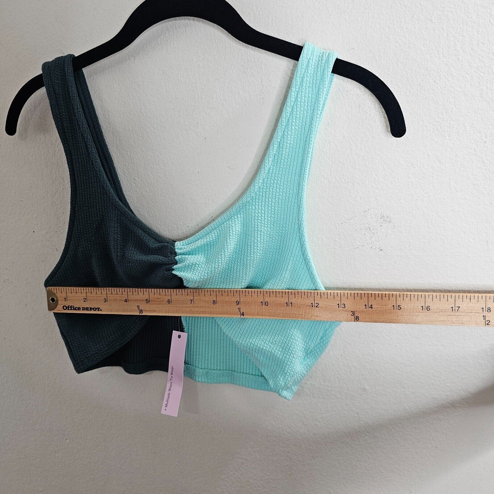 Other NWT Teal & Black Front Ruche Stretch Scoop Crop Bralette M Size M / US 6-8 / IT 42-44 - 3 Thumbnail