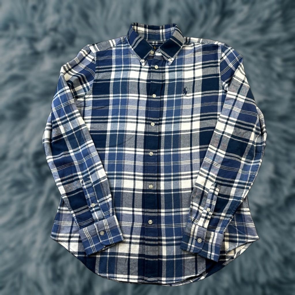 Polo Ralph Lauren Ralph Lauren Shirt Polo Button-Up Plaid Blue Medium Mens Classic Fit Size US M / EU 48-50 / 2 - 1 Thumbnail
