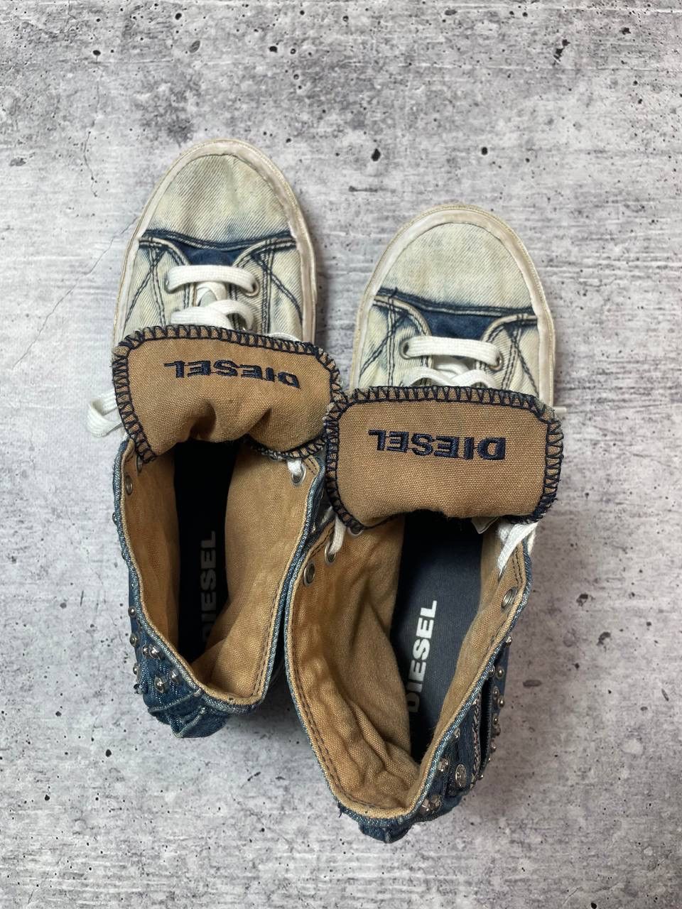 Diesel Vintage 00s Diesel Studded Denim Lace Up Shoes Y2K Size US 7 / EU 40 - 10 Thumbnail