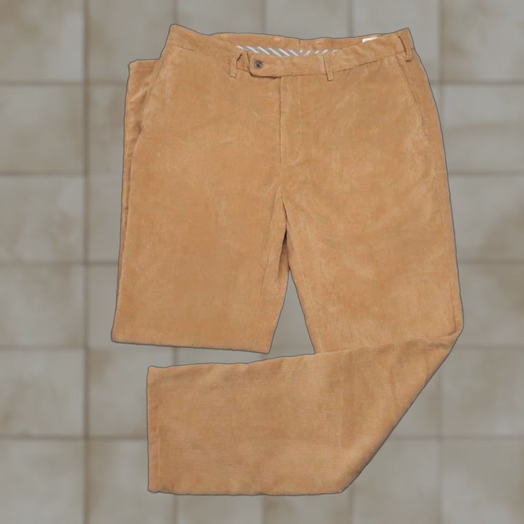 Peter Millar Pants Mens 36x33 Brown Corduroy Chino Flat Front Tailored Regular
