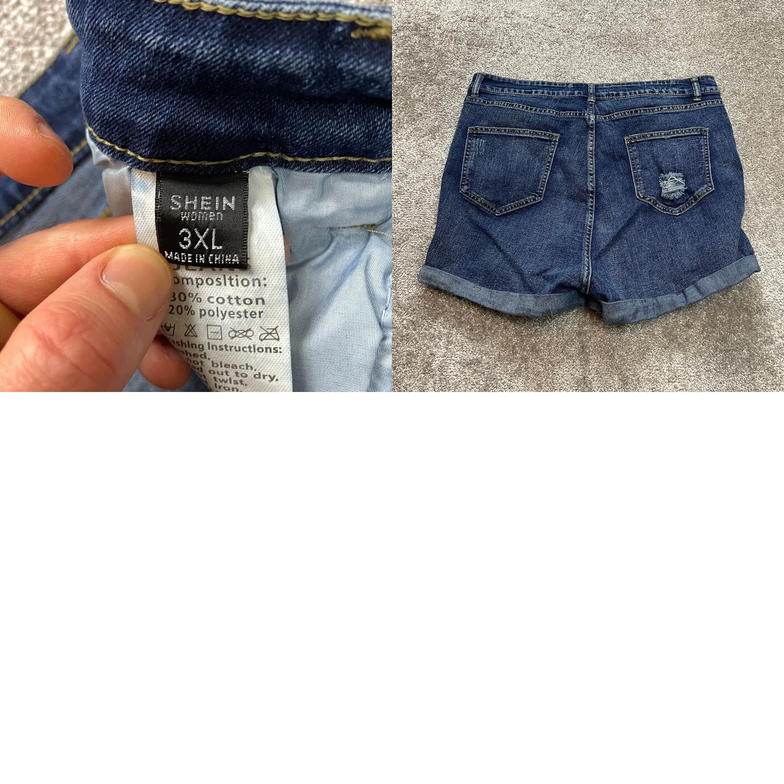 Shein Shein Bermuda Shorts Womens 12 3XL Blue Denim Stretch Rolled Distressed Jean Size 34" / US 12 / IT 48 - 8 Thumbnail