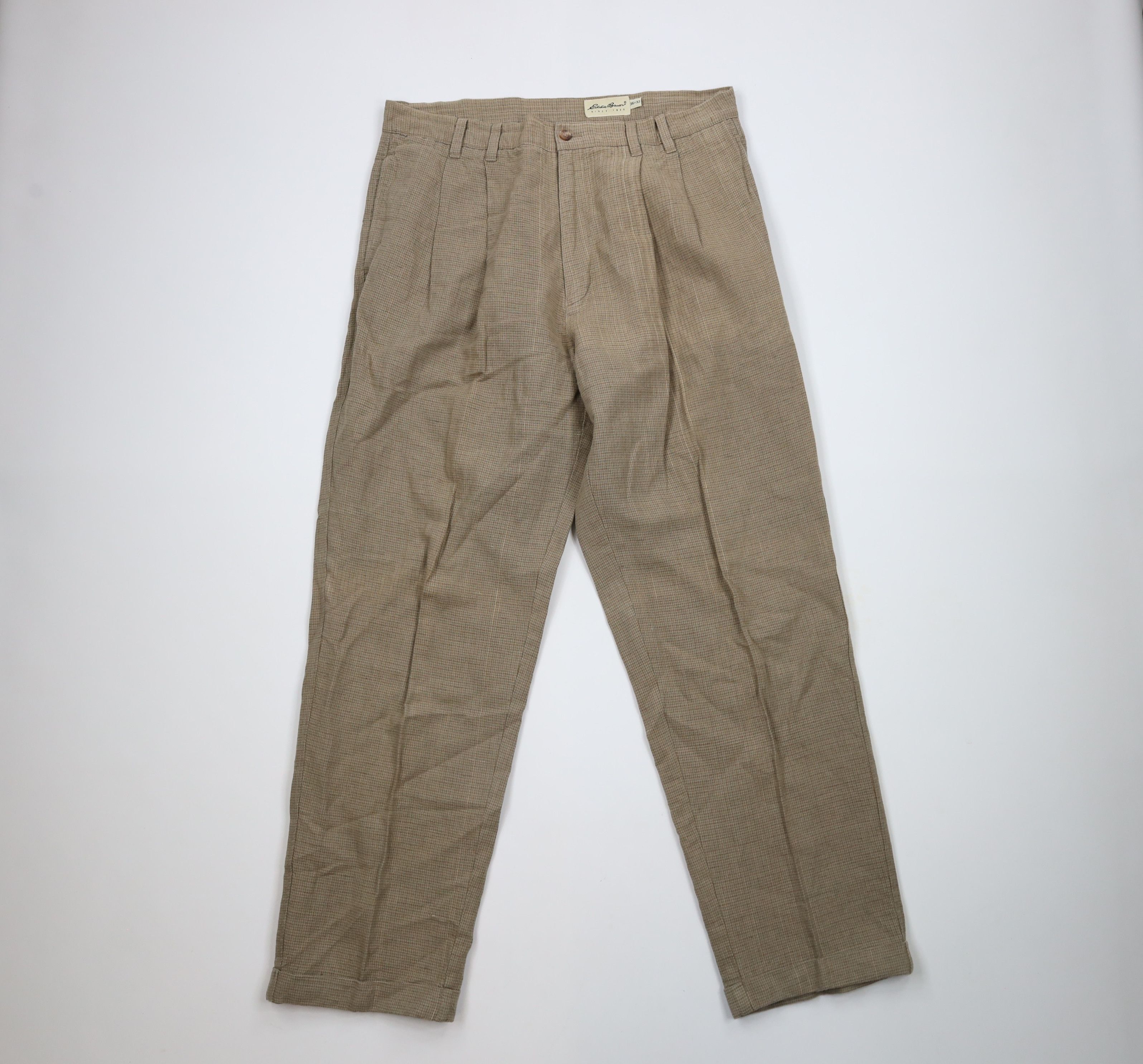 Eddie Bauer × Vintage Vintage 90s Eddie Bauer Blend Pleated Wide Leg Cuffed Pants Size US 36 / EU 52 - 1 Thumbnail