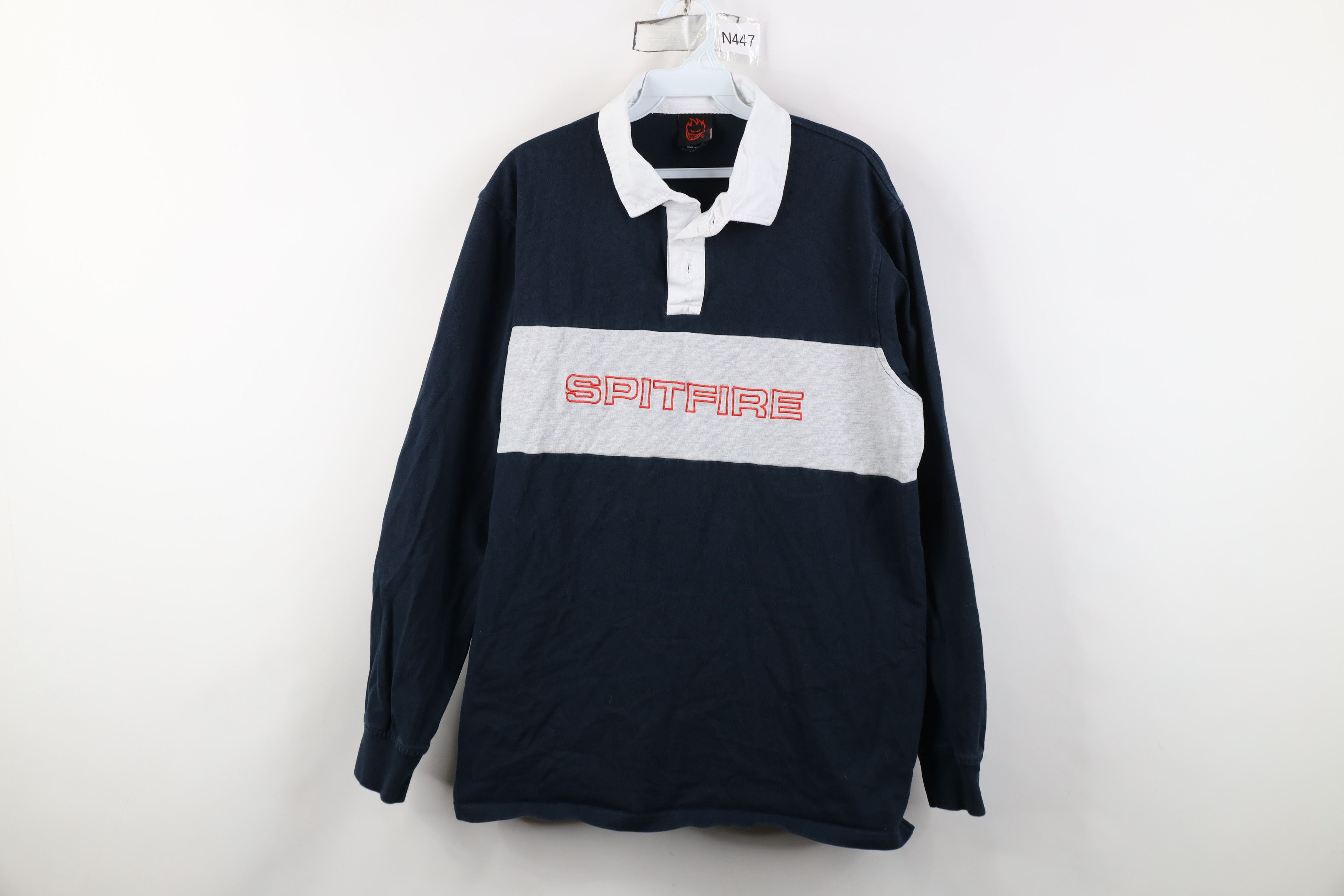 Vintage 90s Y2K Spitfire Skateboarding Long Sleeve Polo
