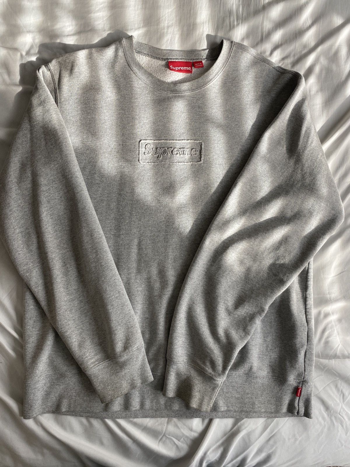 最安値　Supreme Box Logo Crewneck ヘザーグレー Supreme Box Logo Crewneck Heather Grey S