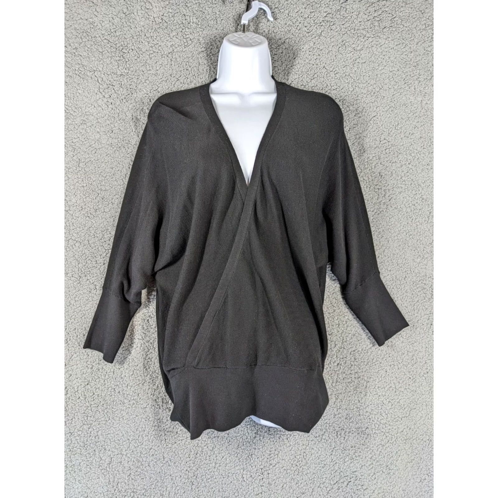 MILLY Milly Women’s V-neck 3/4 Sleeve Black Pull Over Sweater Size M Size M / US 6-8 / IT 42-44 - 2 Thumbnail