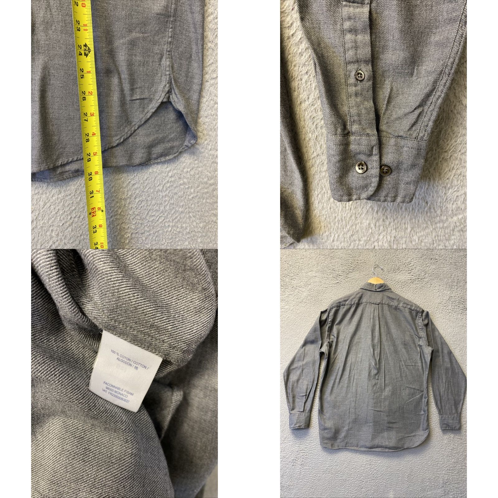 Faconnable VINTAGE Faconnable Men’s Cotton Shirt Long Sleeve Button-Up M Gray Regular All Seasons 90s City Classic Mens Size US M / EU 48-50 / 2 - 8 Thumbnail