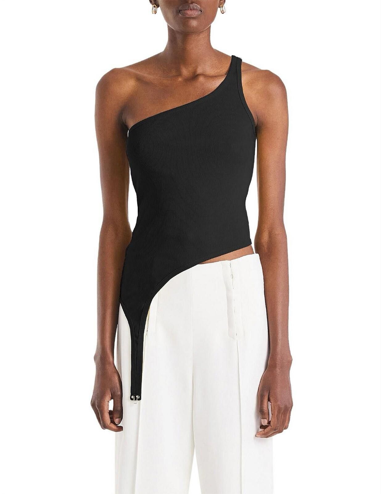 dion lee top singlet vest shoulder hook tank black large l