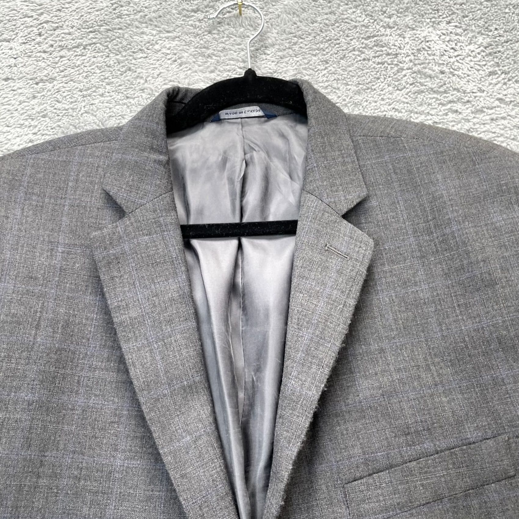Ralph Lauren VINTAGE Lauren Ralph Lauren Blazer Mens Large Gray Plaid 90s Classic Notch Lapel Single-Breasted Two-Button Front Coat Jacket Crew Size 42R - 3 Thumbnail
