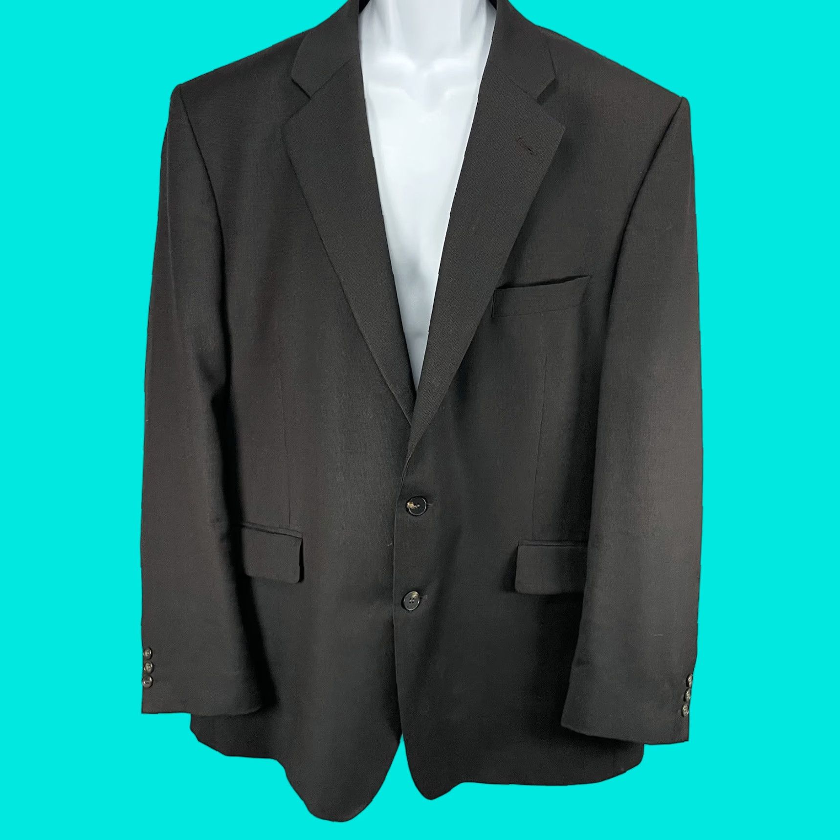 Vintage Alexandre London Brown 100% Wool 2 Button Notch Vented Single-Vented Blazer Sport Coat 48L Size 48R - 1 Thumbnail