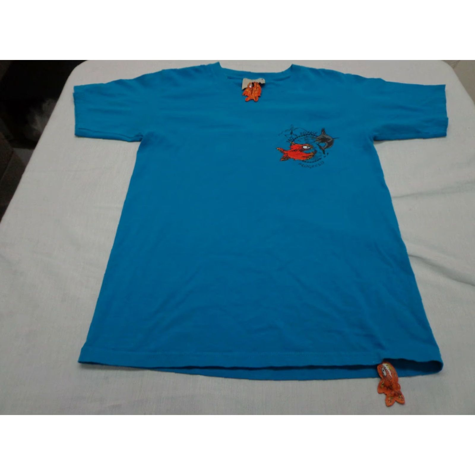 Vintage Pirana Joe Progeso Mexico Tag & Release Blue T Shirt Size Small Shirt Mens 100% Cotton Crew Neck Short Sleeve Blue Size US S / EU 44-46 / 1 - 5 Thumbnail