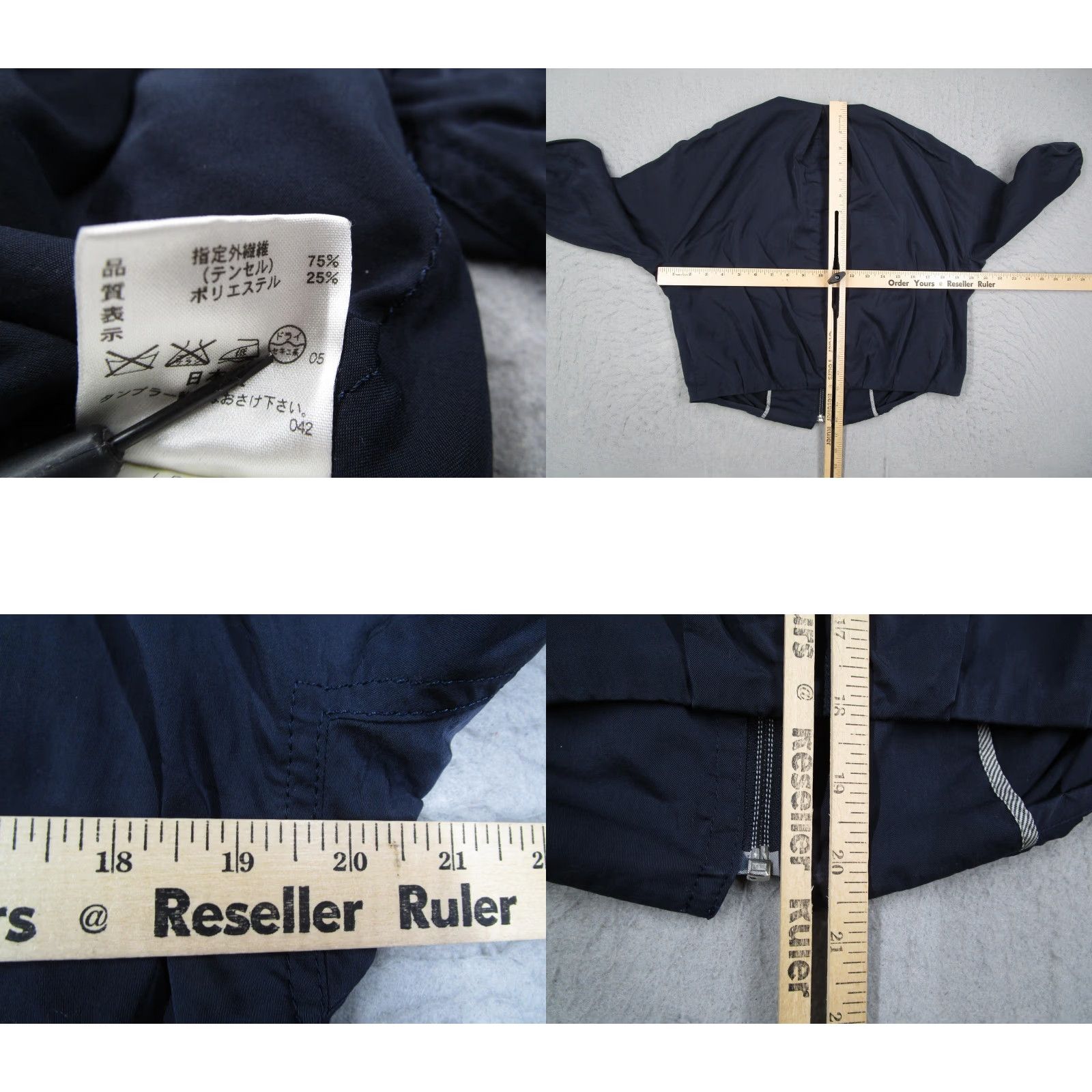 Vintage LAPINE BLANCHE Jacket Womens 38 Lyocell Zip Front Cropped Blue 3/4 Sleeve Lightweight Casual Japan Size XS / US 0-2 / IT 36-38 - 8 Thumbnail