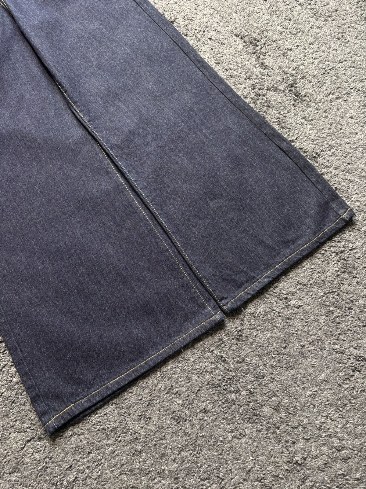 Jean × Vintage Vintage streetwear yellow stitches marine blue baggy jeans Size US 35 - 6 Thumbnail