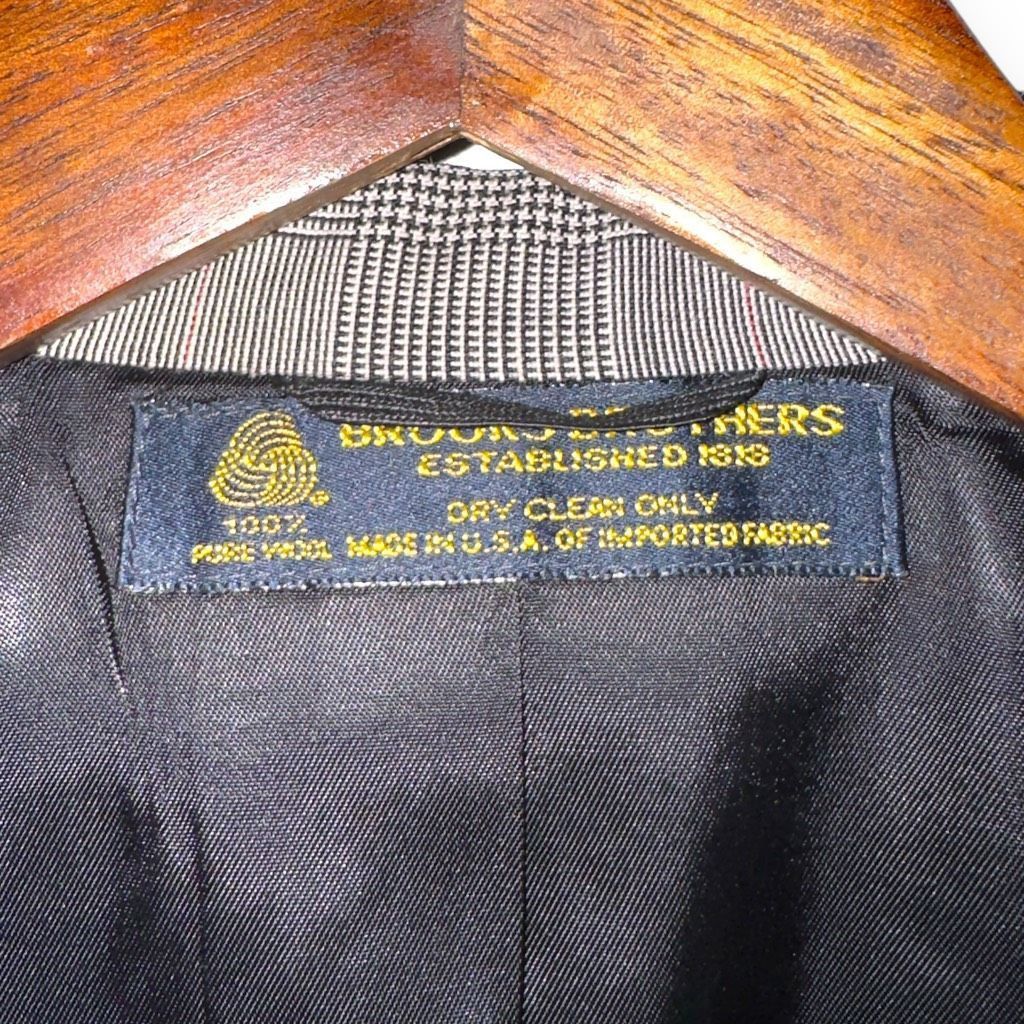 Brooks Brothers 60s Brooks Brothers Black & Gray Prince of Whales Check Spor Size 42R - 2 Thumbnail