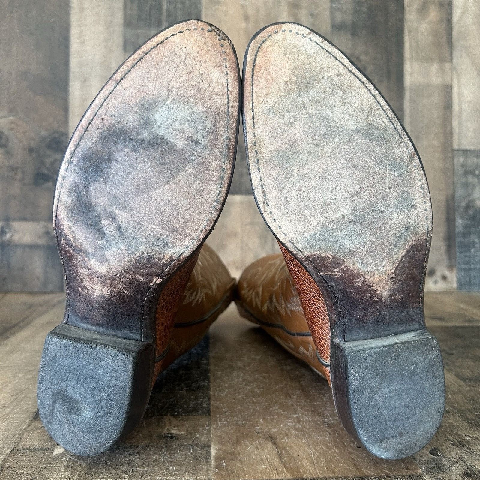Vintage J Chisholm Vintage Ostrich Leg Cowboy Boots Mens 8 EE Size US 8 / EU 41 - 4 Thumbnail