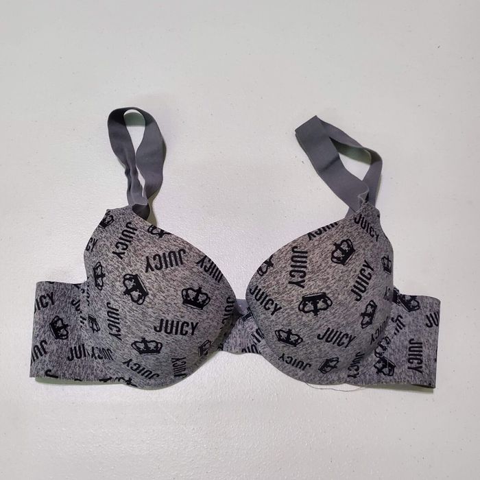 Juicy Couture Juicy Couture Women Bra 34B Gray AOP Convertible Underwire  Smooth