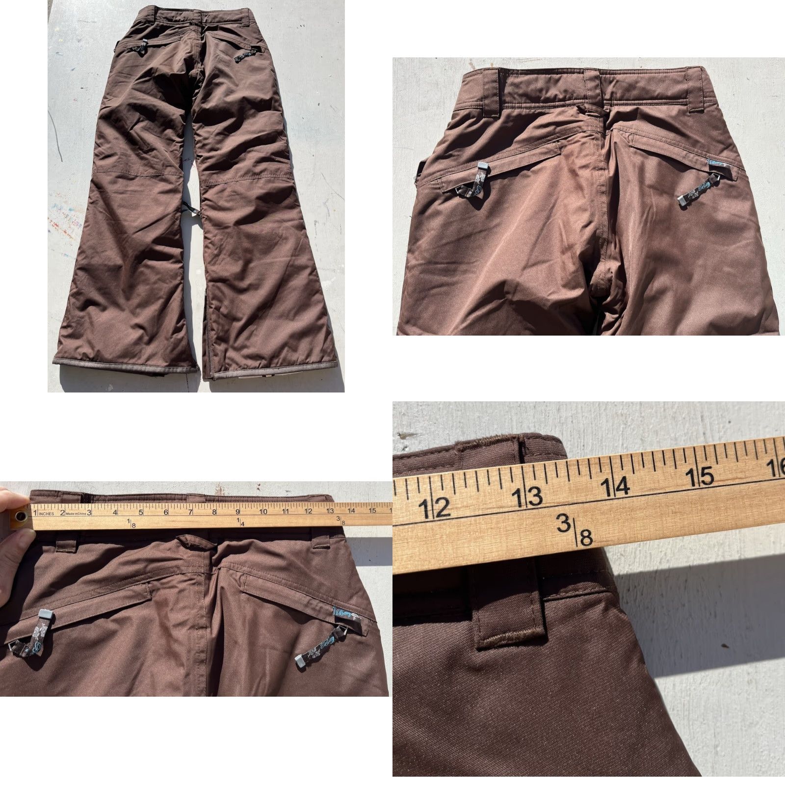 Vintage Betty Rides Women's Pants Ski Brown Solid XS Poly Zip Pockets Size 26" / US 2 / IT 38 - 9 Thumbnail