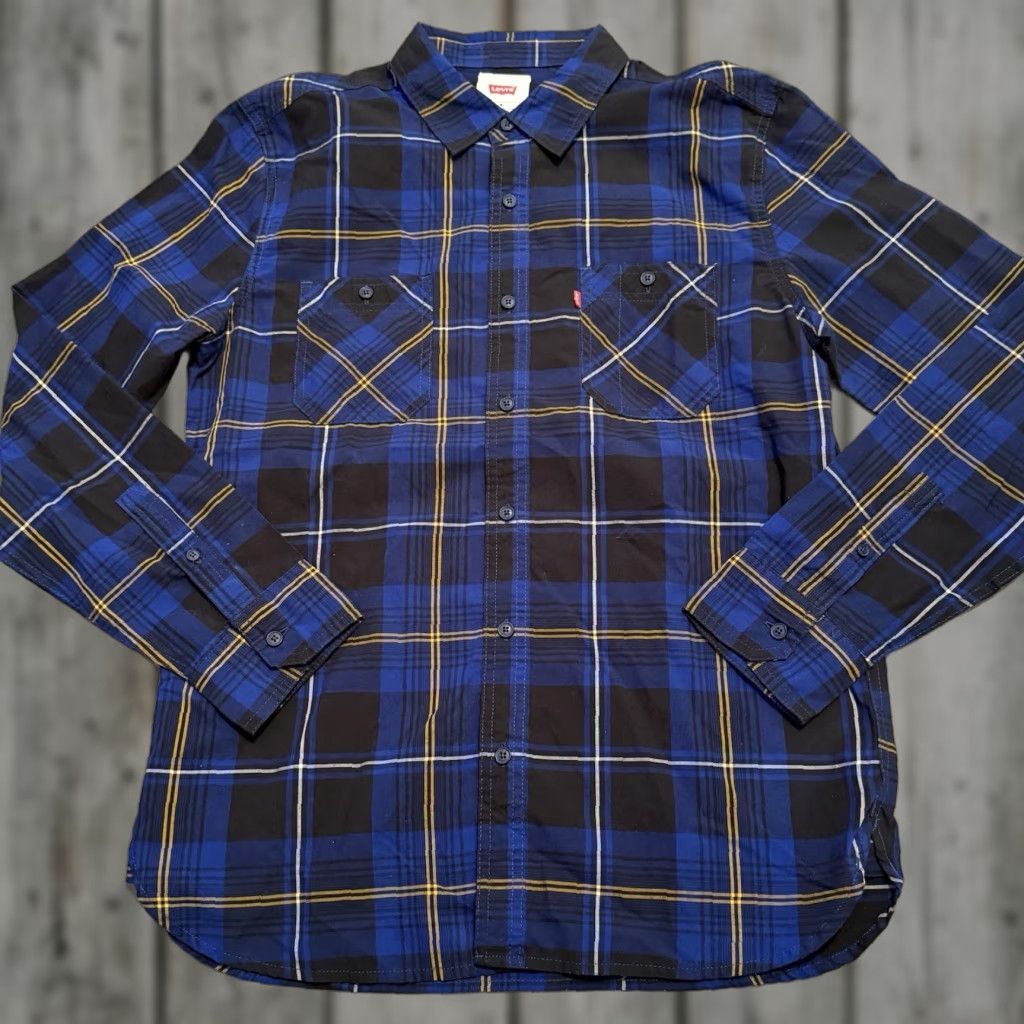 Levi's Levi’s Shirt Mens Sz Medium Long Sleeve Button Up Woven Blue Black Plaid 90s Grunge workwear Casual Size US M / EU 48-50 / 2 - 1 Thumbnail