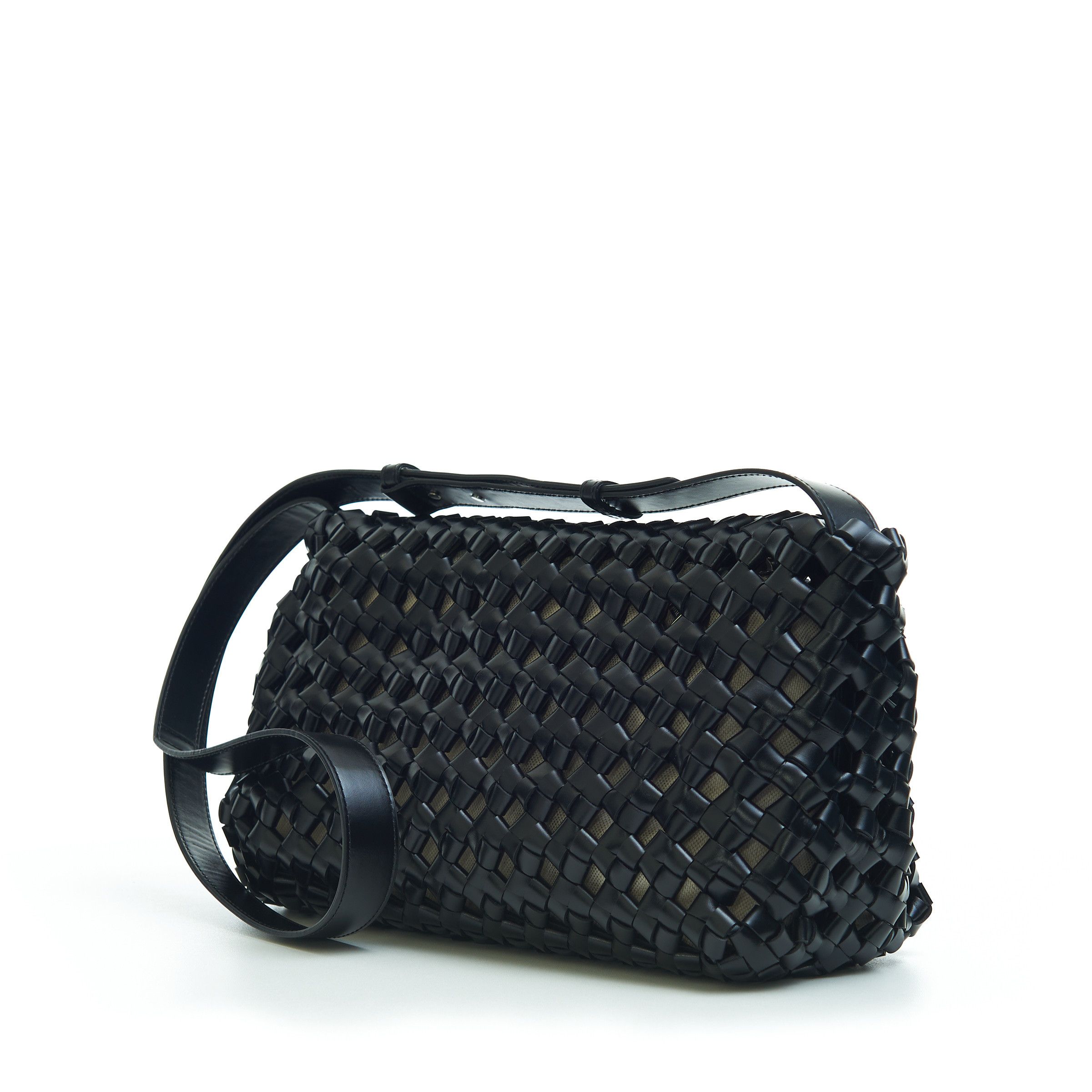 Bottega Veneta BV WINDOW Crossbody Bag in Black Woven Crochet Leather Size ONE SIZE - 6 Thumbnail