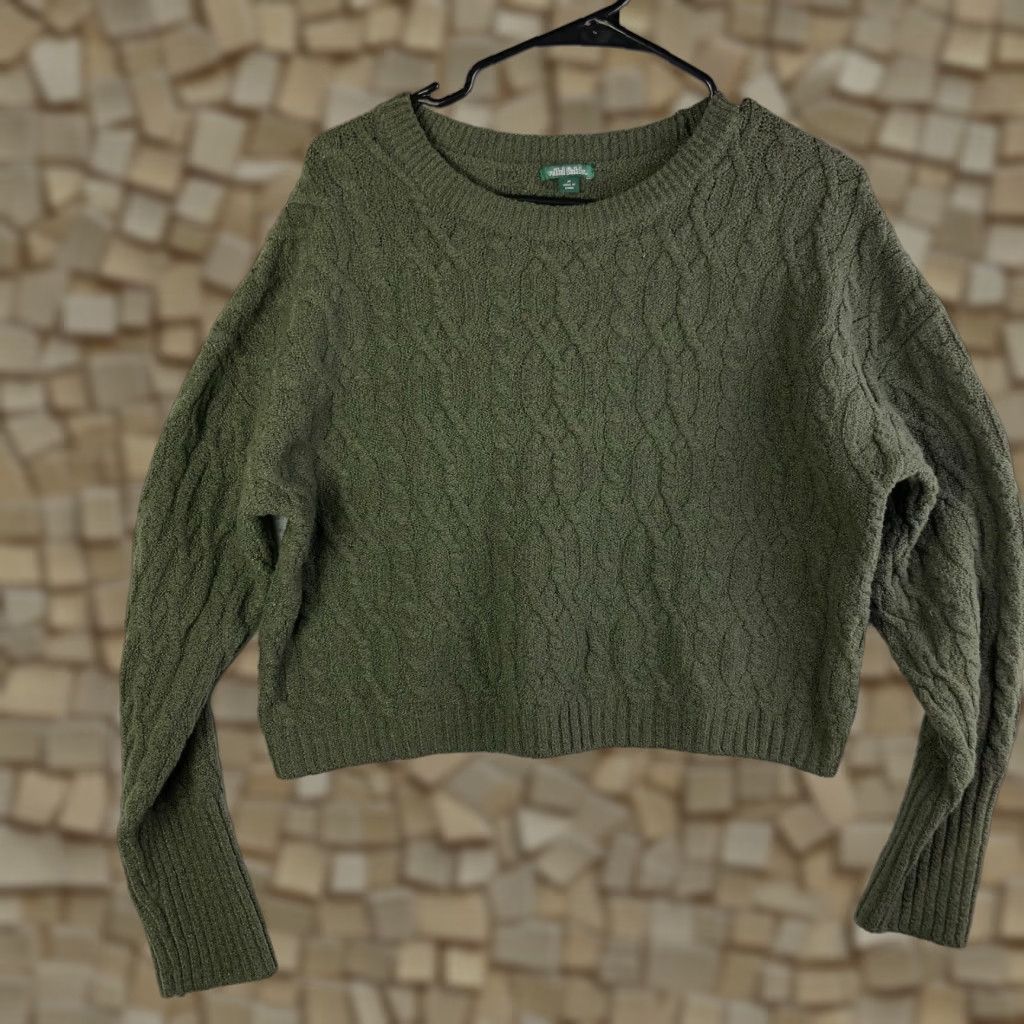 Vintage Wild Fable Green Cable Knit Pullover Juniors Size M Long Sleeve Sweater Size M / US 6-8 / IT 42-44 - 1 Thumbnail