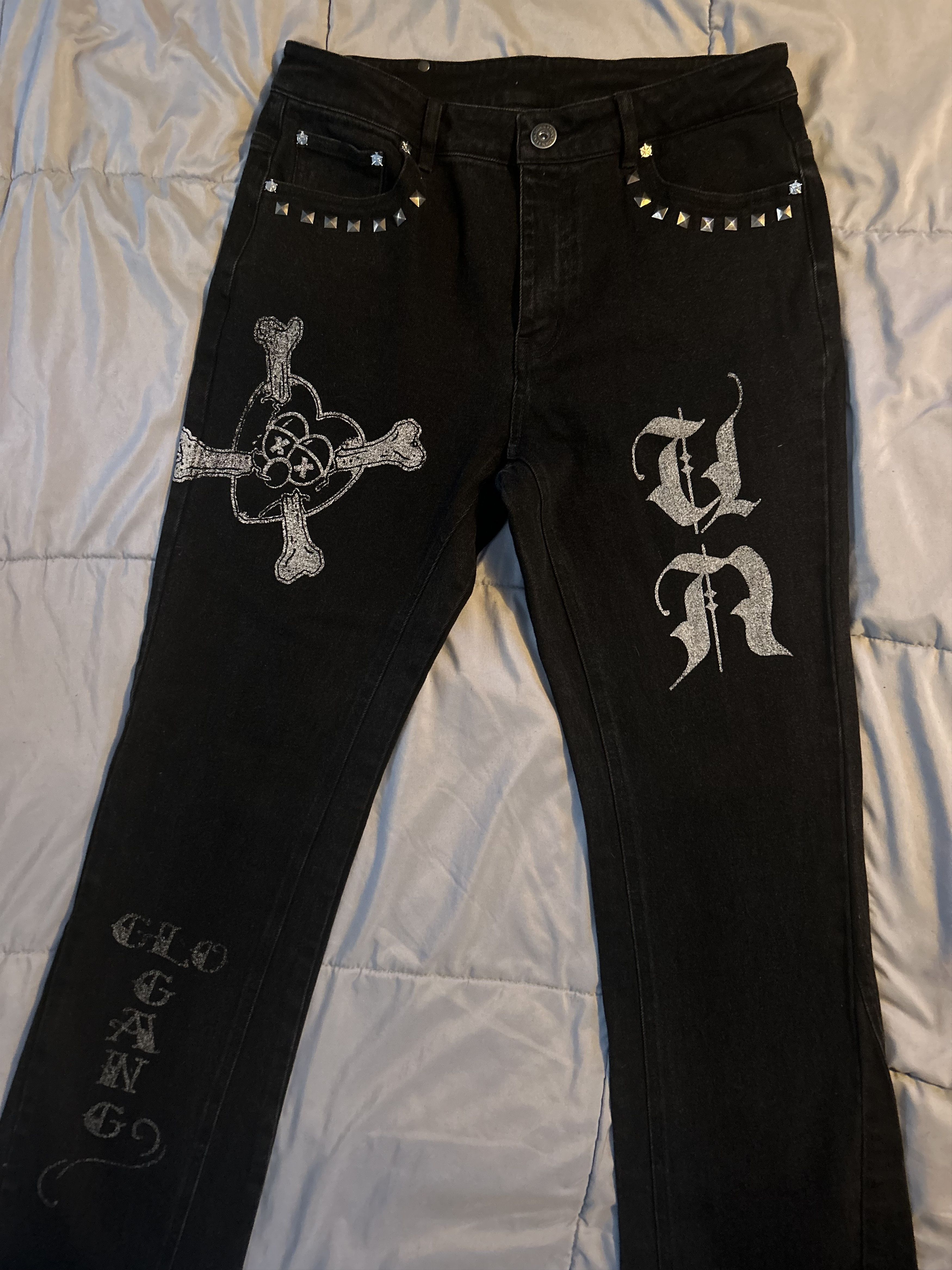 Ed Hardy × Glo Gang × Unknown London Ed Hardy Chief Keef Flared denim Size US 32 / EU 48 - 1 Thumbnail