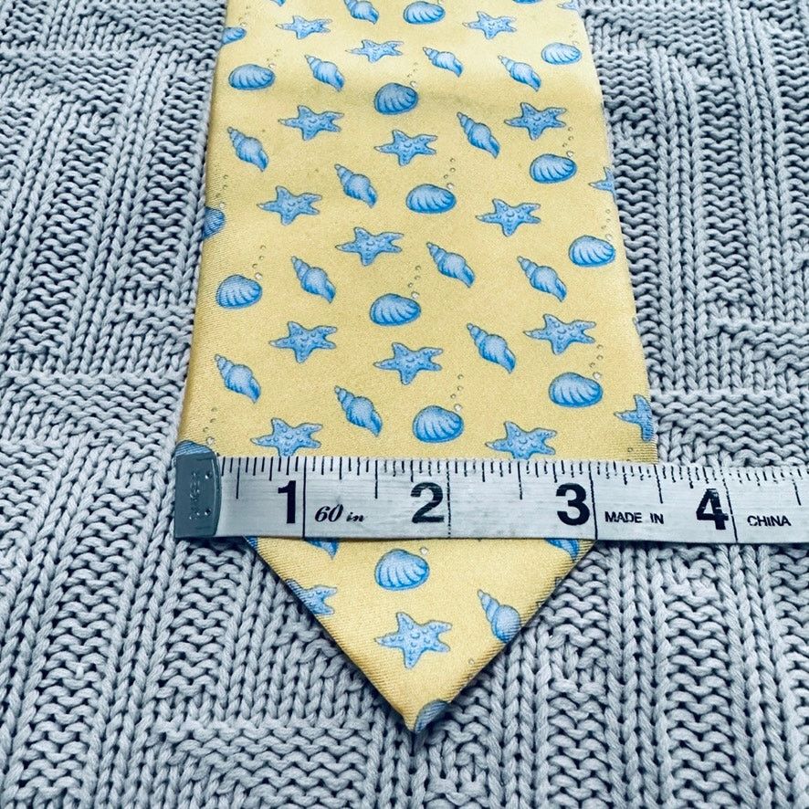 Vintage Eric Holch yellow shell print silk tie Size ONE SIZE - 5 Thumbnail
