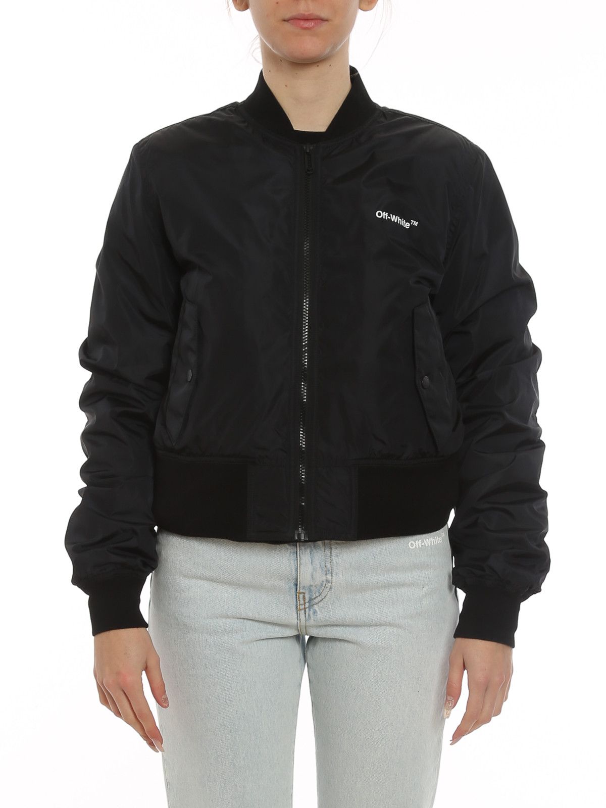 Off-White o1gr1nt0425 Diag Bomber Jacket in Black Size S / US 4 / IT 40 - 3 Thumbnail