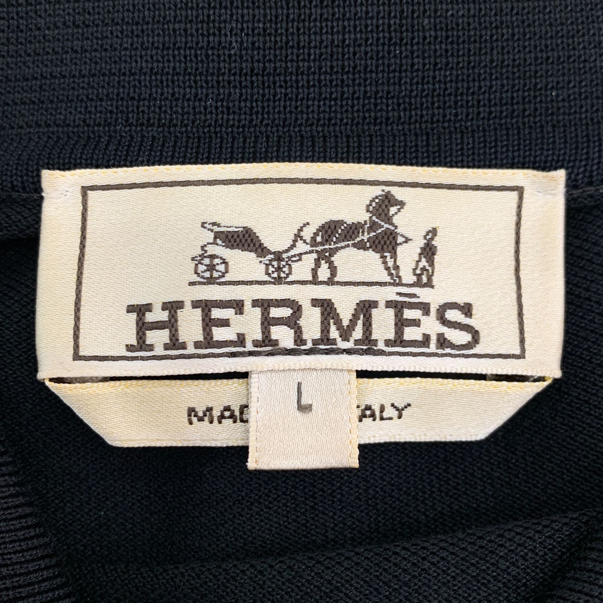 Hermes Hermès Black Cotton Short-Sleeve Polo Shirt Size L Made In I Size US L / EU 52-54 / 3 - 2 Thumbnail