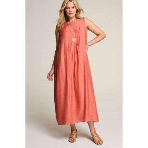 J. Jill J. Jill Pintucked A-Line Maxi Dress in Sunset Coral- NWT Size XL / US 12-14 / IT 48-50 - 1 Thumbnail
