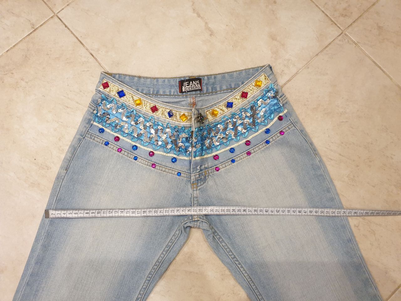 Iceberg y2k low rise jeans with sequins / beads 34" sz 29 Iceberg Size 34" / US 12 / IT 48 - 4 Thumbnail